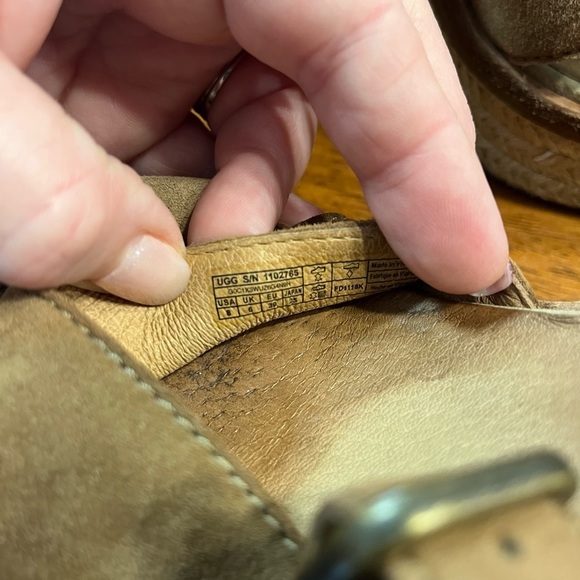 Ugg Carine suede leather platform espadrille sandals size 8 - Picture 9 of 10